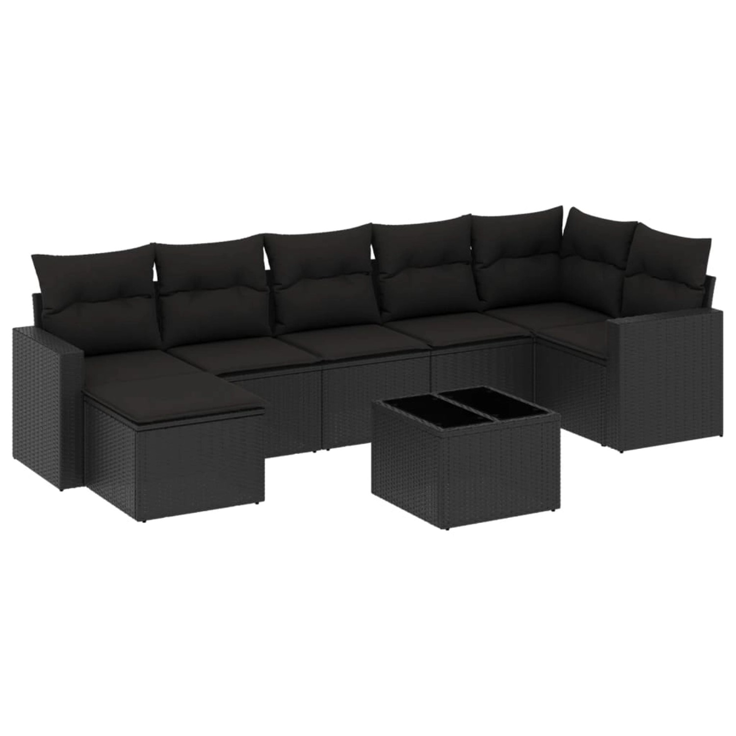 vidaXL 8-tlg Garten-Sofagarnitur mit Kissen Schwarz Poly Rattan Modell 42 günstig online kaufen