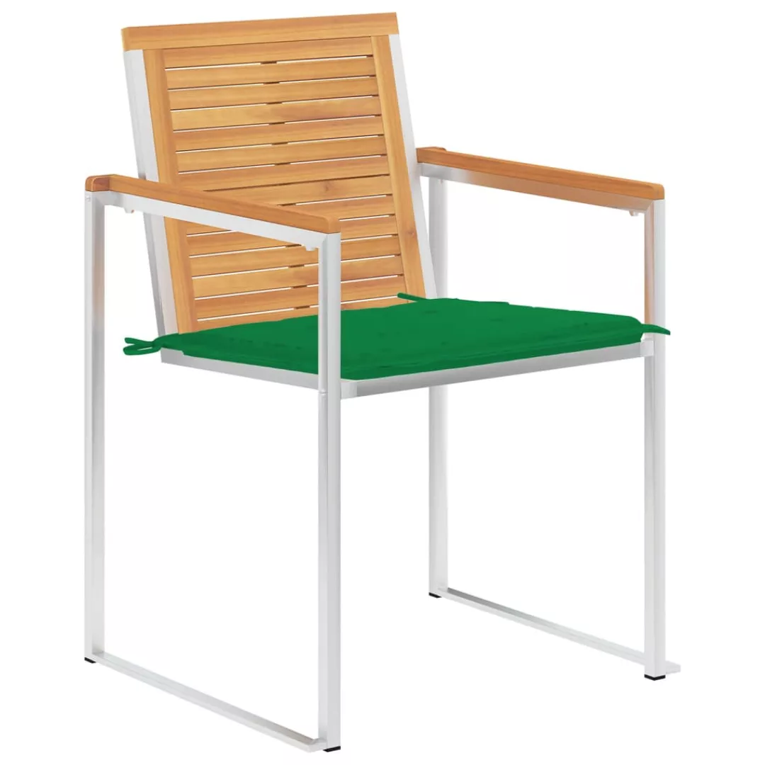 Gartenstühle 4 Stk. Mit Kissen Massivholz Teak günstig online kaufen