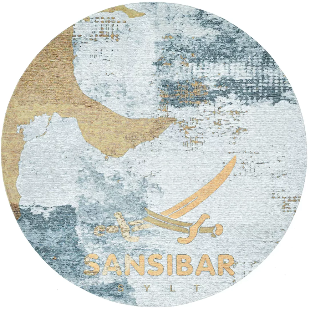 Sansibar Teppich »Keitum 012«, rund, Flachgewebe, modernes Design, Motiv Sy günstig online kaufen
