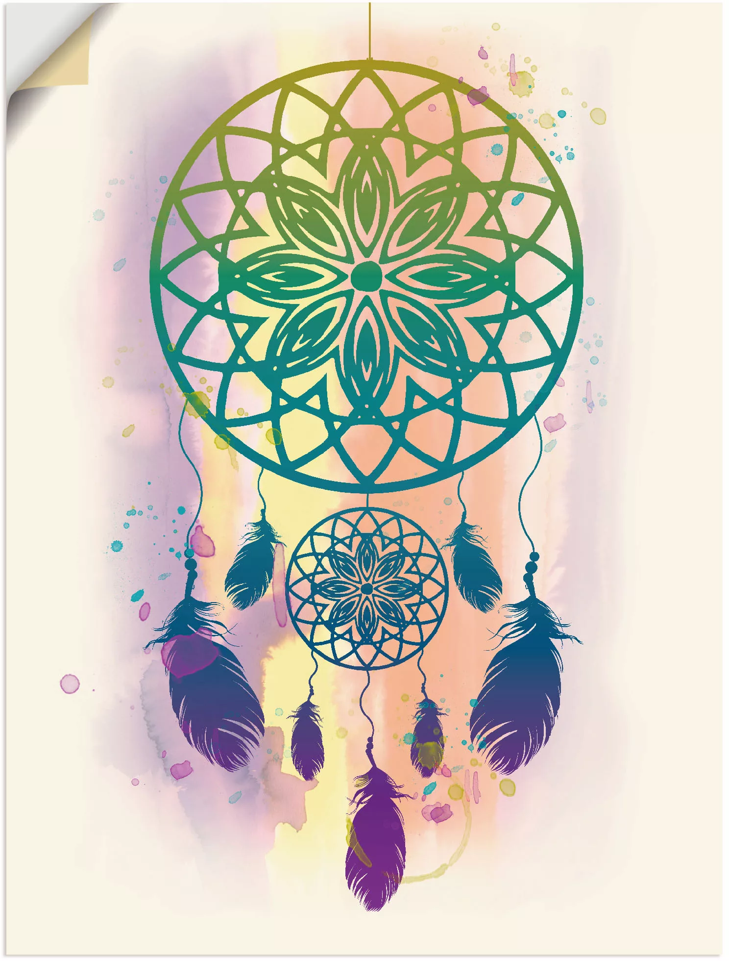 Artland Wandbild "Traumfänger Wasserfarbe", Muster, (1 St.), als Leinwandbi günstig online kaufen