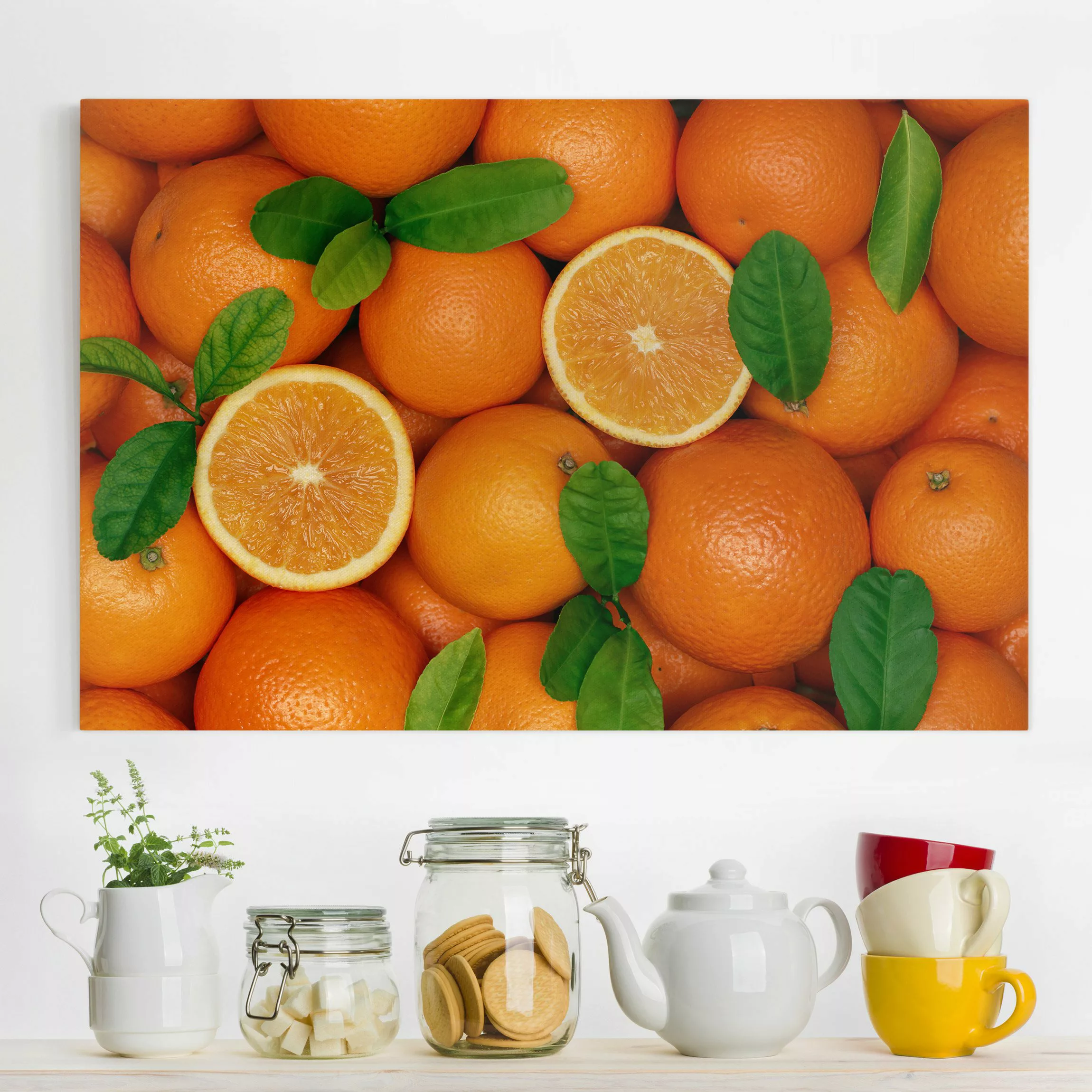 Leinwandbild Küche - Querformat Saftige Orangen günstig online kaufen