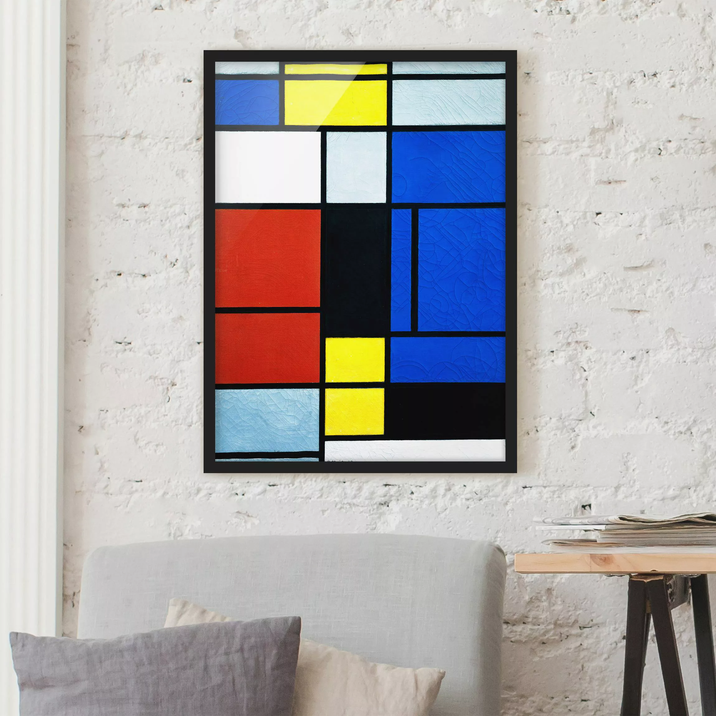 Bild mit Rahmen Kunstdruck - Hochformat Piet Mondrian - Tableau No. 1 günstig online kaufen