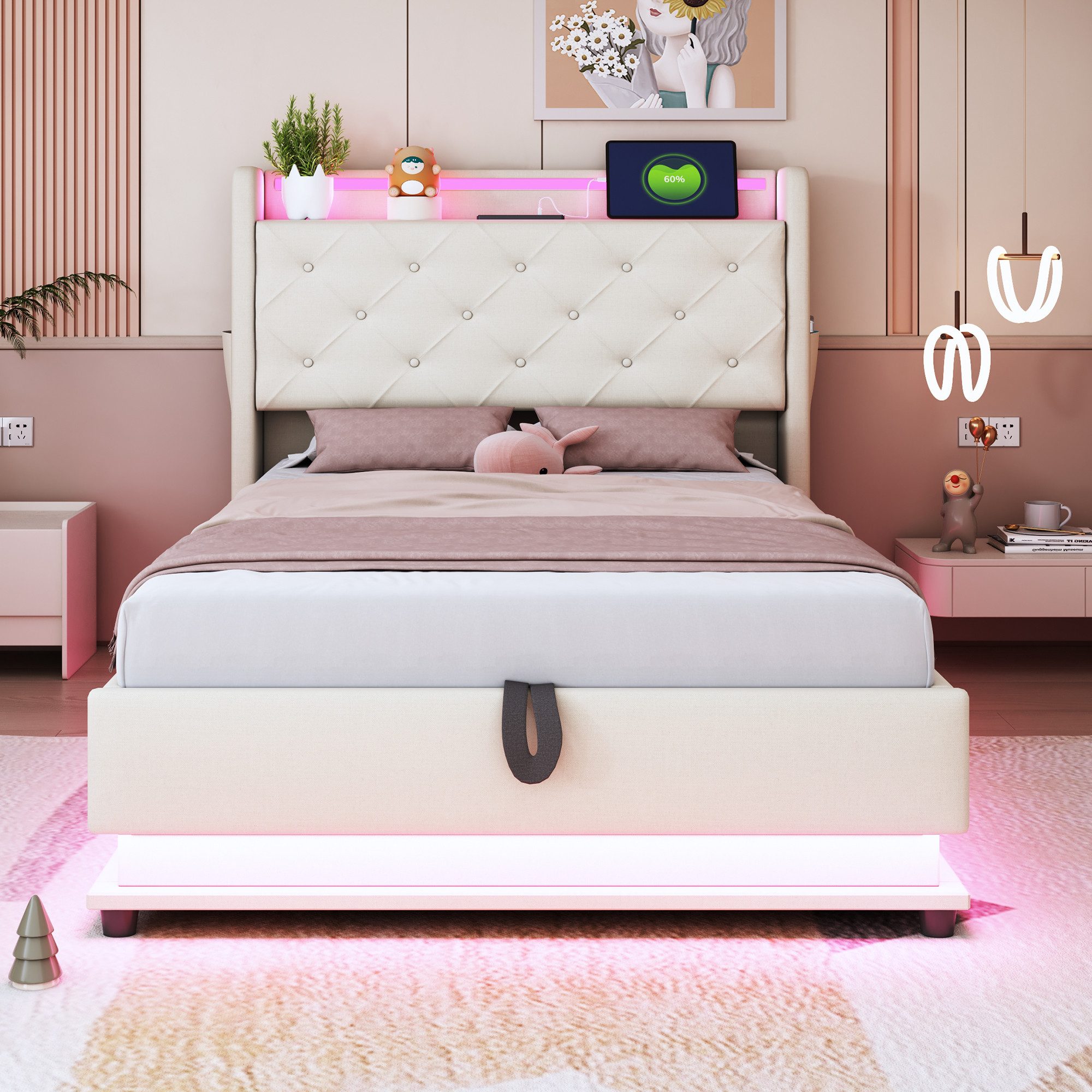 OKWISH Polsterbett Funktionsbett mit USB-Ladeanschluss und günstig online kaufen