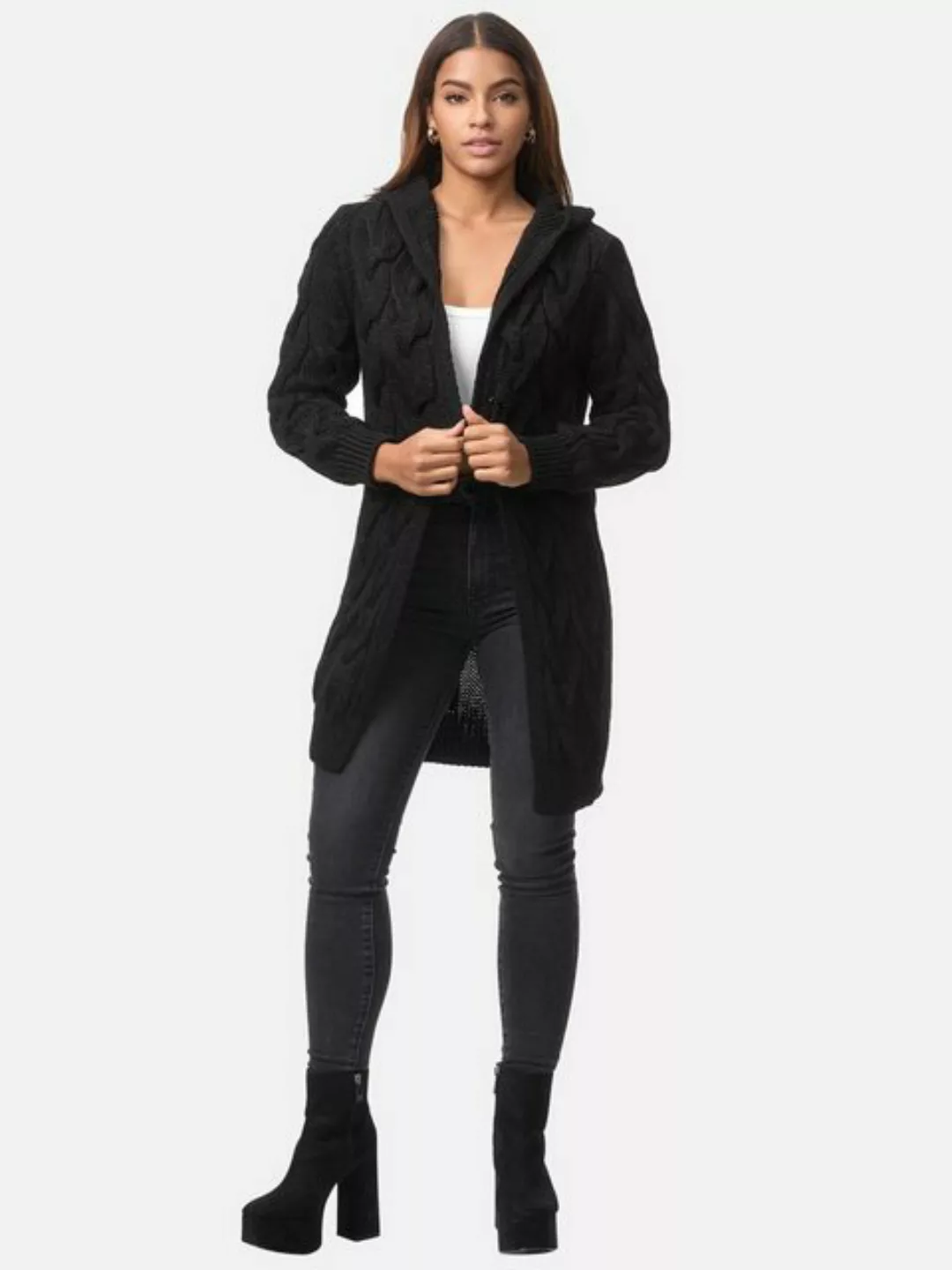 Elara Cardigan Elara Damen Cardigan mit Kapuze (1-tlg) günstig online kaufen