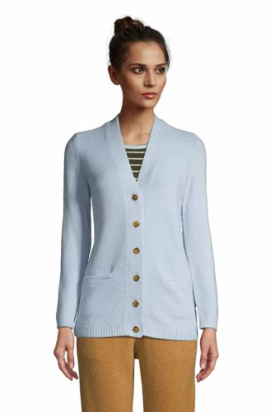 Langer Slounge-Cardigan, Damen, Größe: L Normal, Blau, Polyester-Mischung, günstig online kaufen