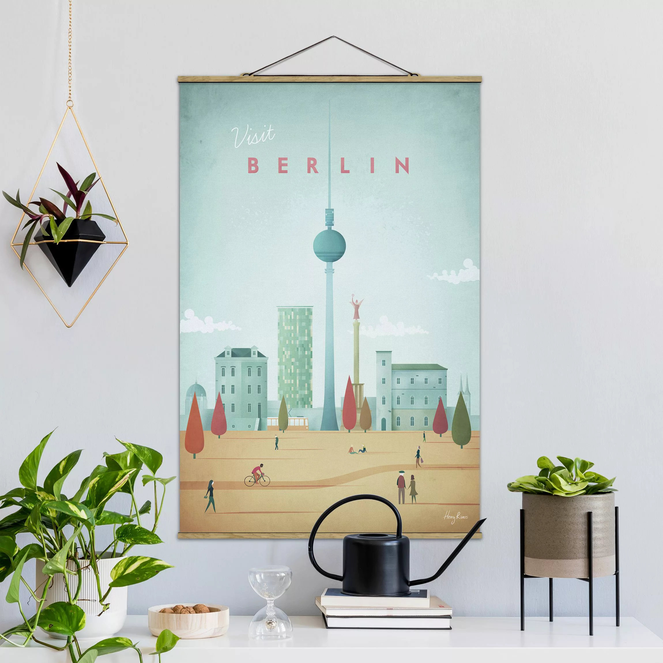 Stoffbild Architektur mit Posterleisten - Hochformat Reiseposter - Berlin günstig online kaufen