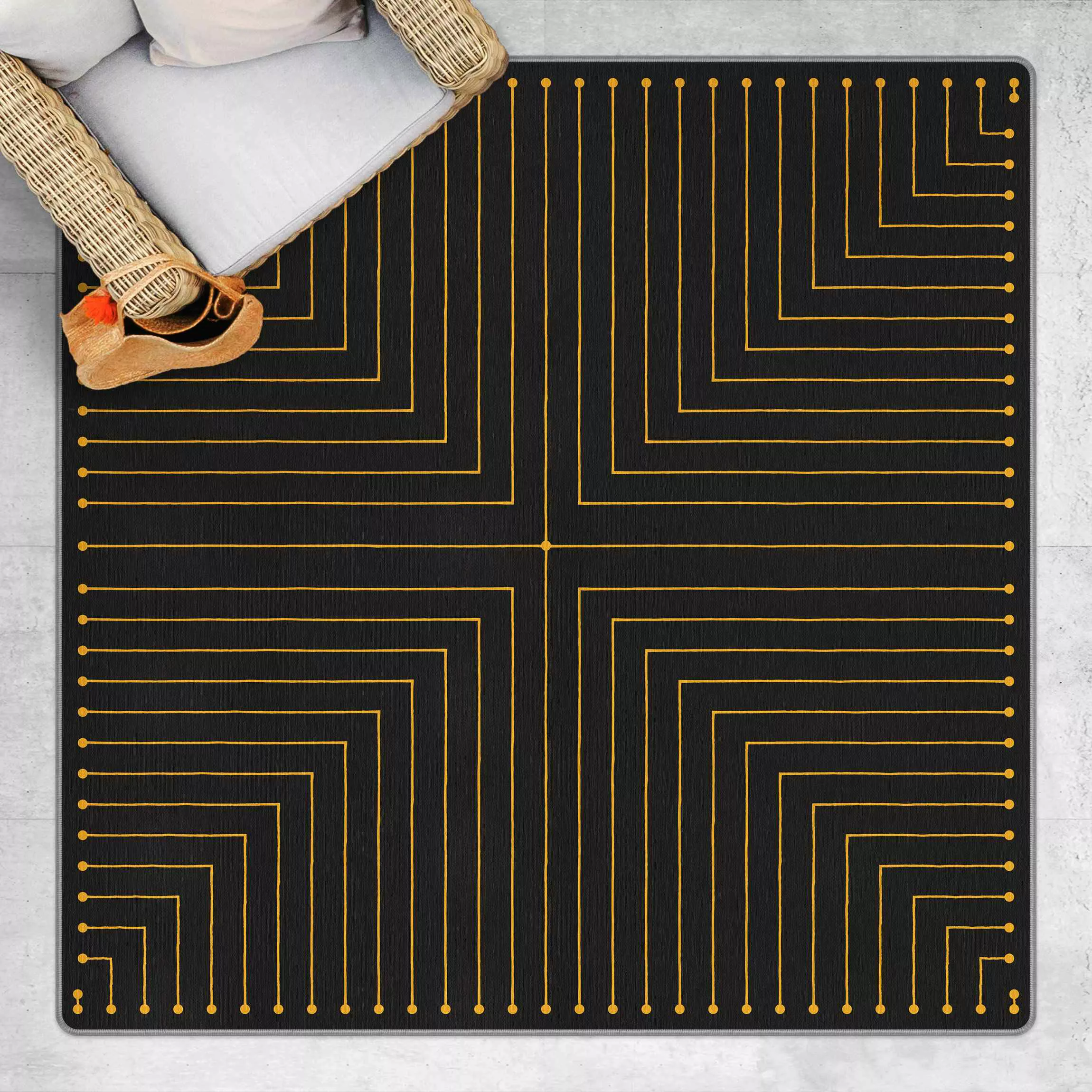 Teppich Geometrische Ecken anthrazit günstig online kaufen