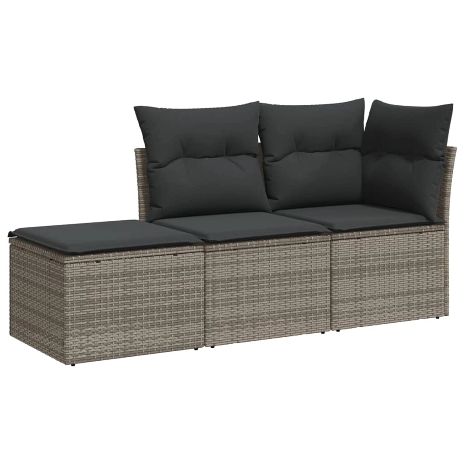 vidaXL 3-tlg Garten-Sofagarnitur mit Kissen Grau Poly Rattan Modell 4 günstig online kaufen