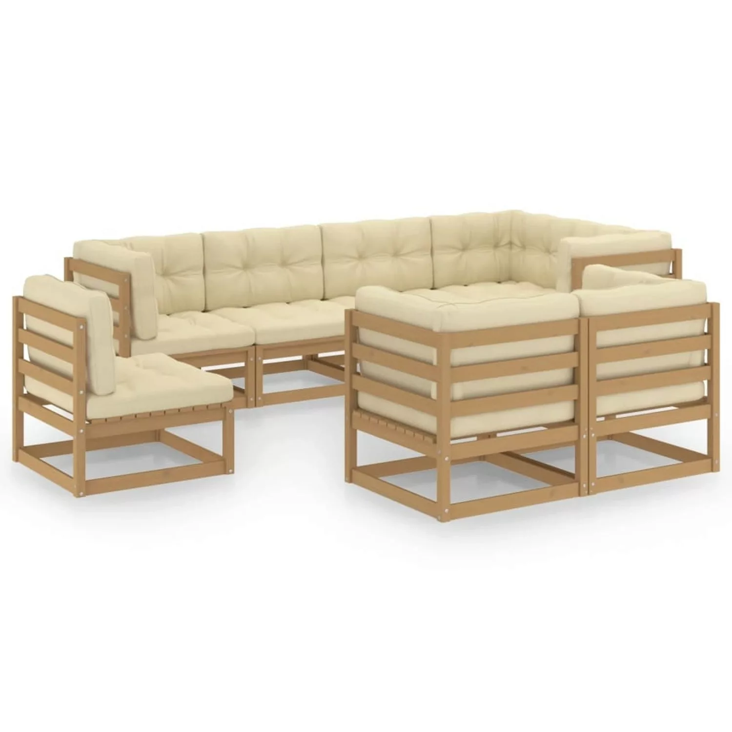 8-tlg. Garten-lounge-set Mit Kissen Kiefer Massivholz günstig online kaufen