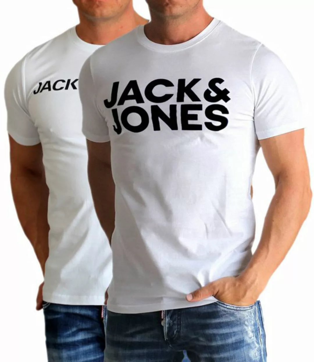 Jack & Jones T-Shirt Bequemes Logo-Shirt mit Printdruck (2er-Pack) günstig online kaufen