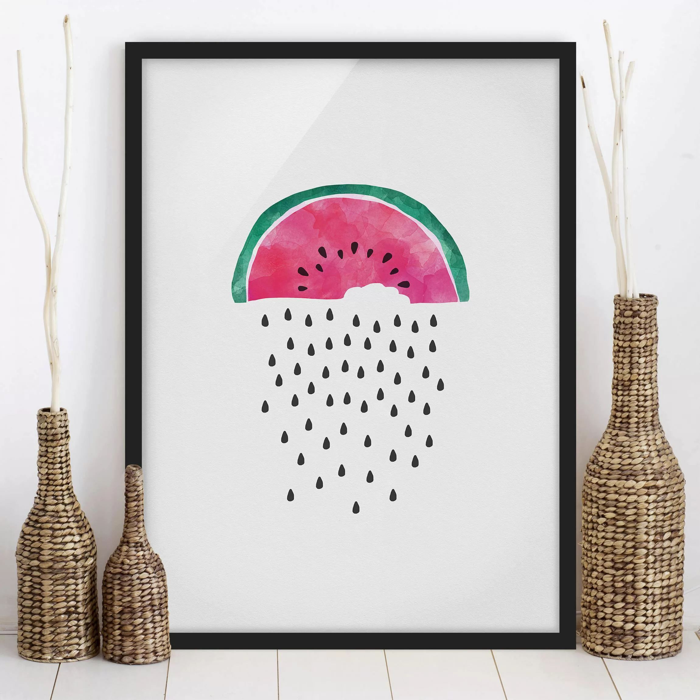 Bild mit Rahmen Wassermelonen Regen günstig online kaufen
