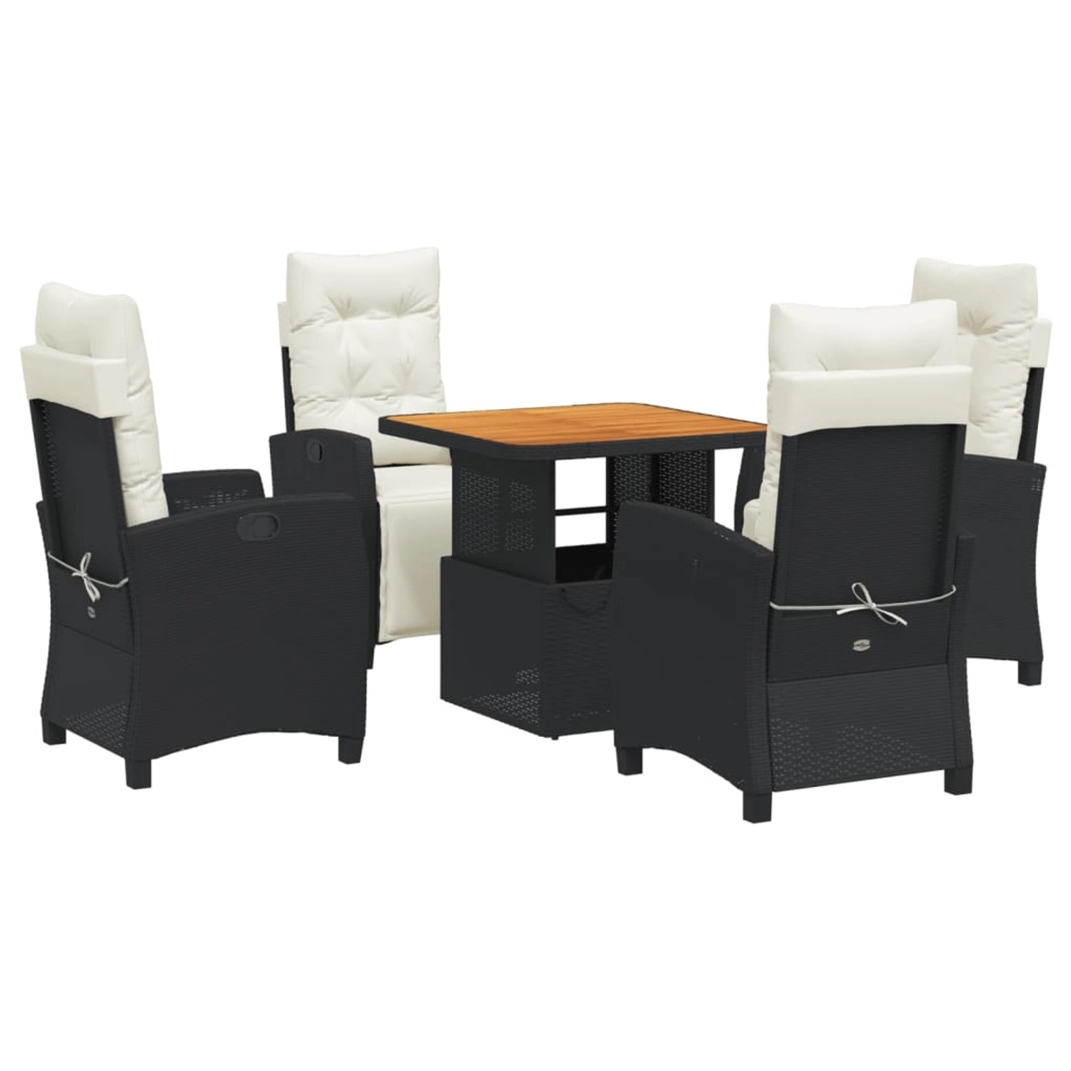 vidaXL 5-Tlg Garten-Essgruppe mit Kissen Schwarz Poly Rattan 3277377 günstig online kaufen