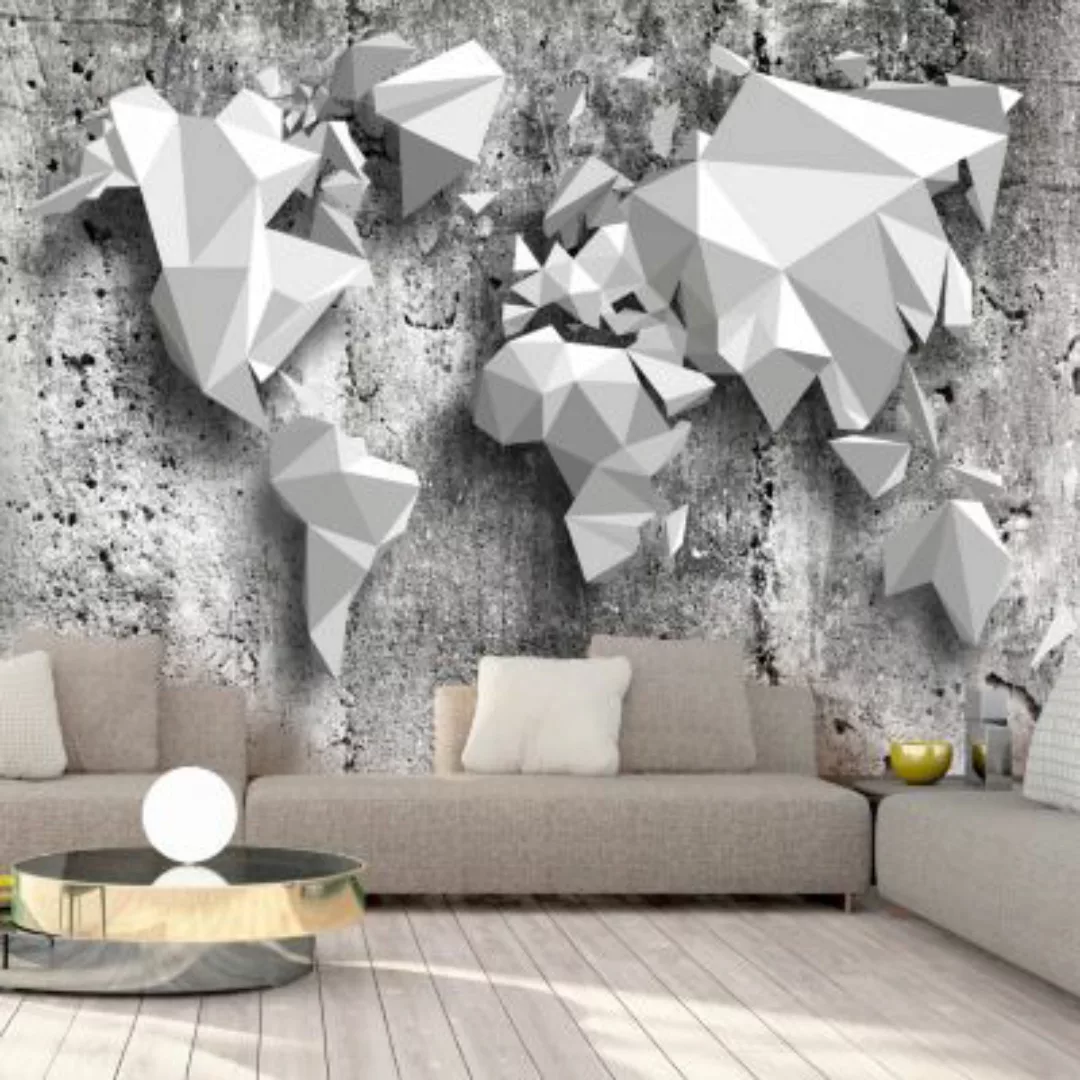 artgeist Fototapete World Map: Origami schwarz/weiß Gr. 300 x 210 günstig online kaufen