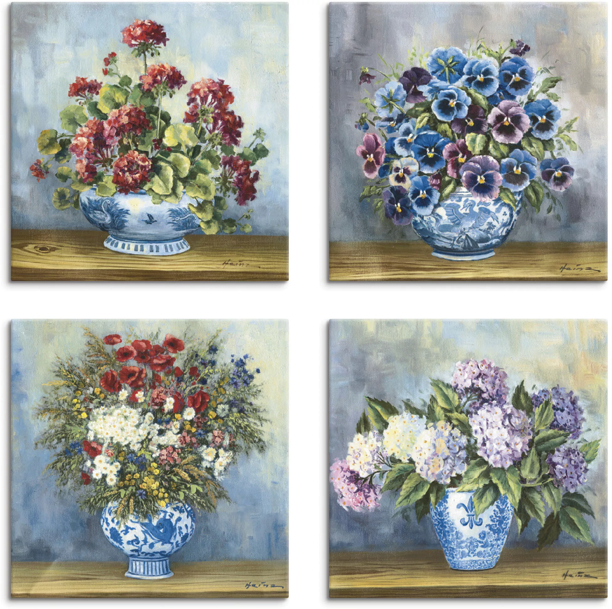 Artland Leinwandbild "Blumen Bouqets", Blumen, (4 St.), 4er Set, verschiede günstig online kaufen