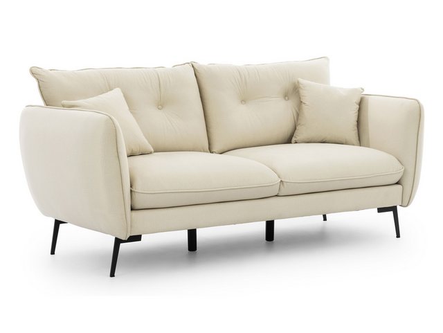 S-Style Möbel 3-Sitzer Sofa Nordloft aus Samt-Stoff mit Hohen Schwarzen Met günstig online kaufen