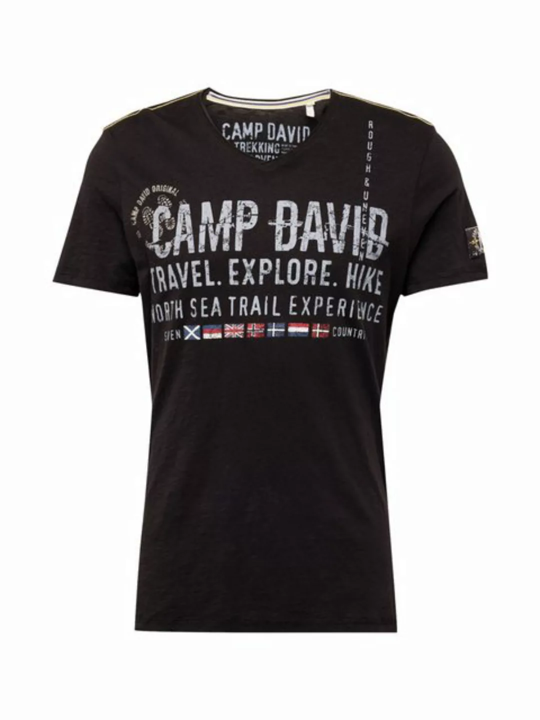 CAMP DAVID V-Shirt mit offener Kante am Ausschnitt günstig online kaufen