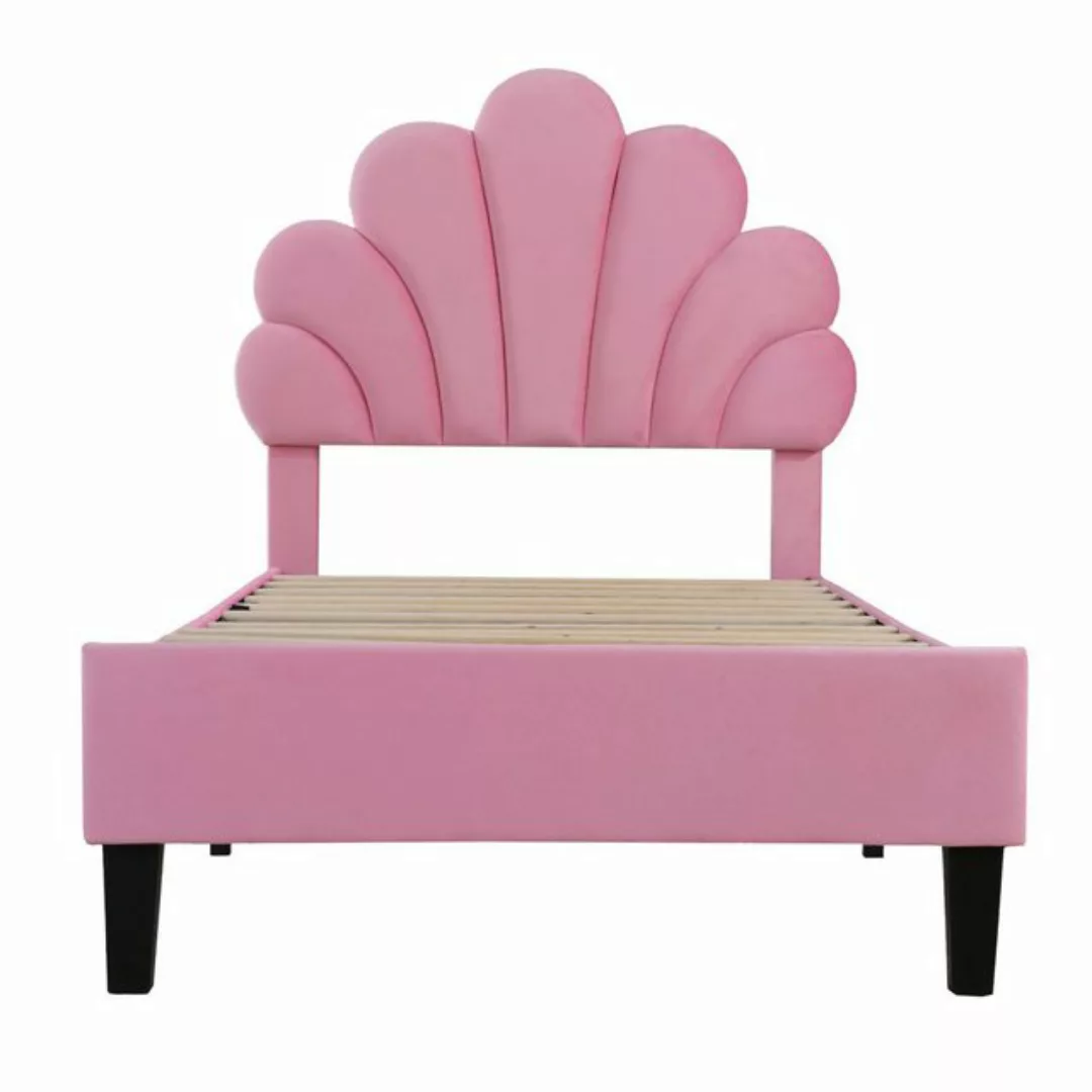 Gotagee Polsterbett Rosa Doppelbett Blumenförmigen Kopfteil Jugendbett Samt günstig online kaufen