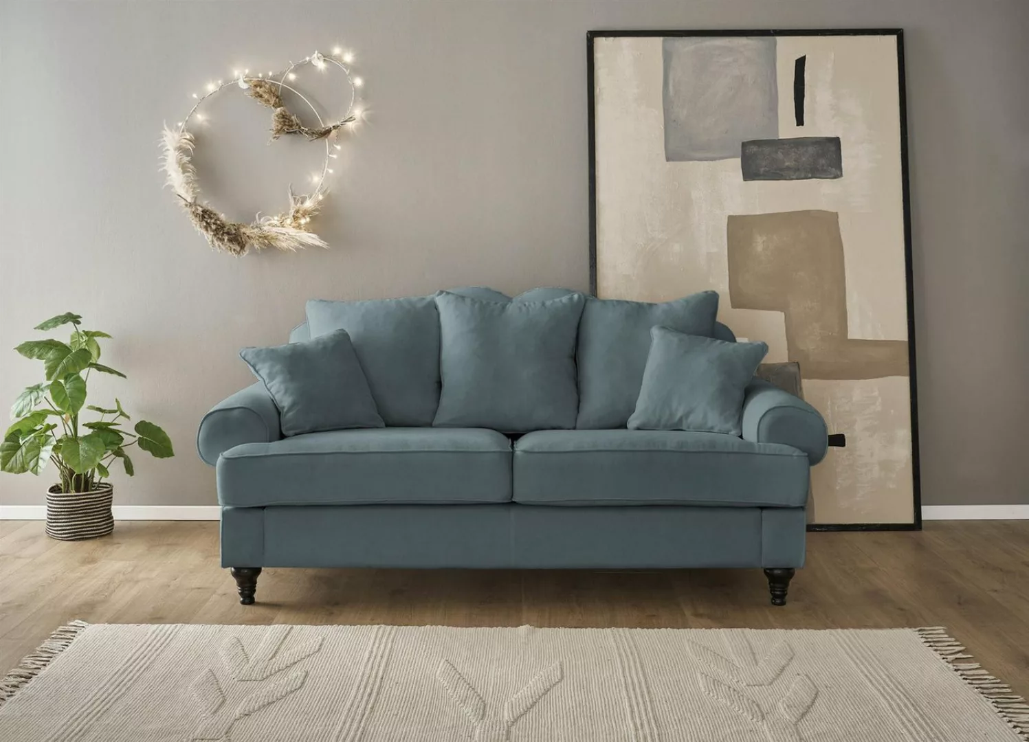 Design-Wohngalerie Sofa Couch Carmen 3 Sitzer - Mikrofaserstoff Anthrazit günstig online kaufen