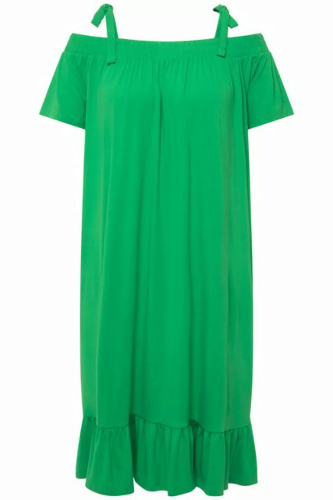 Ulla Popken Jerseykleid Midikleid Volant A-Linie Carmenausschnitt Halbarm günstig online kaufen