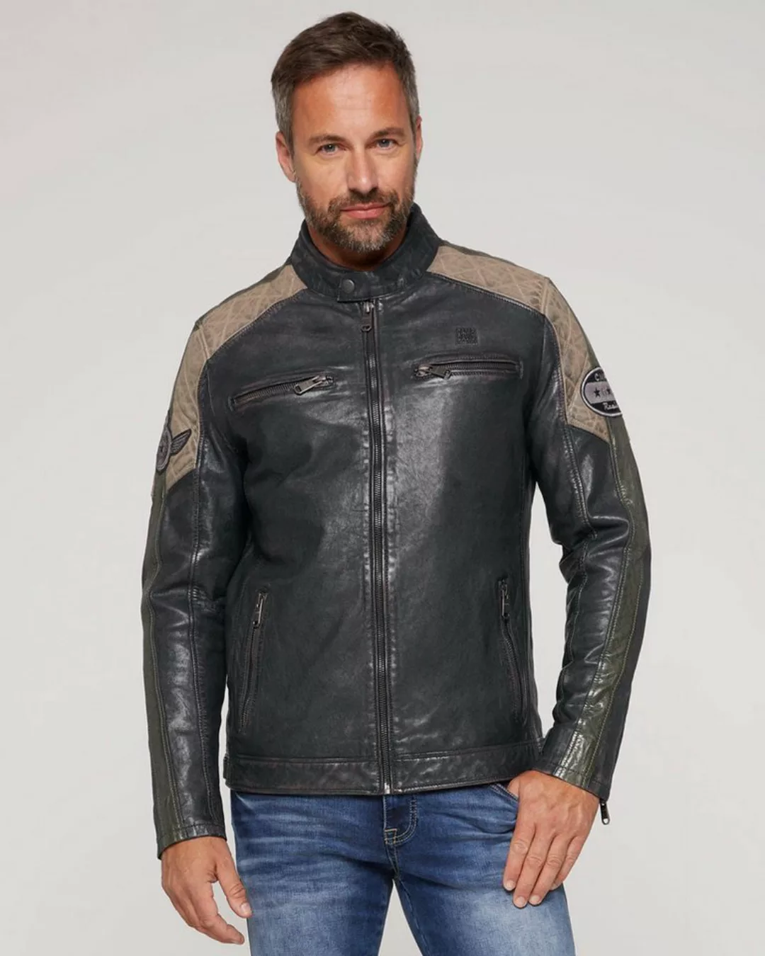 CAMP DAVID Lederjacke Giel Camp David - Herren Echtleder Lederjacke Lammnap günstig online kaufen