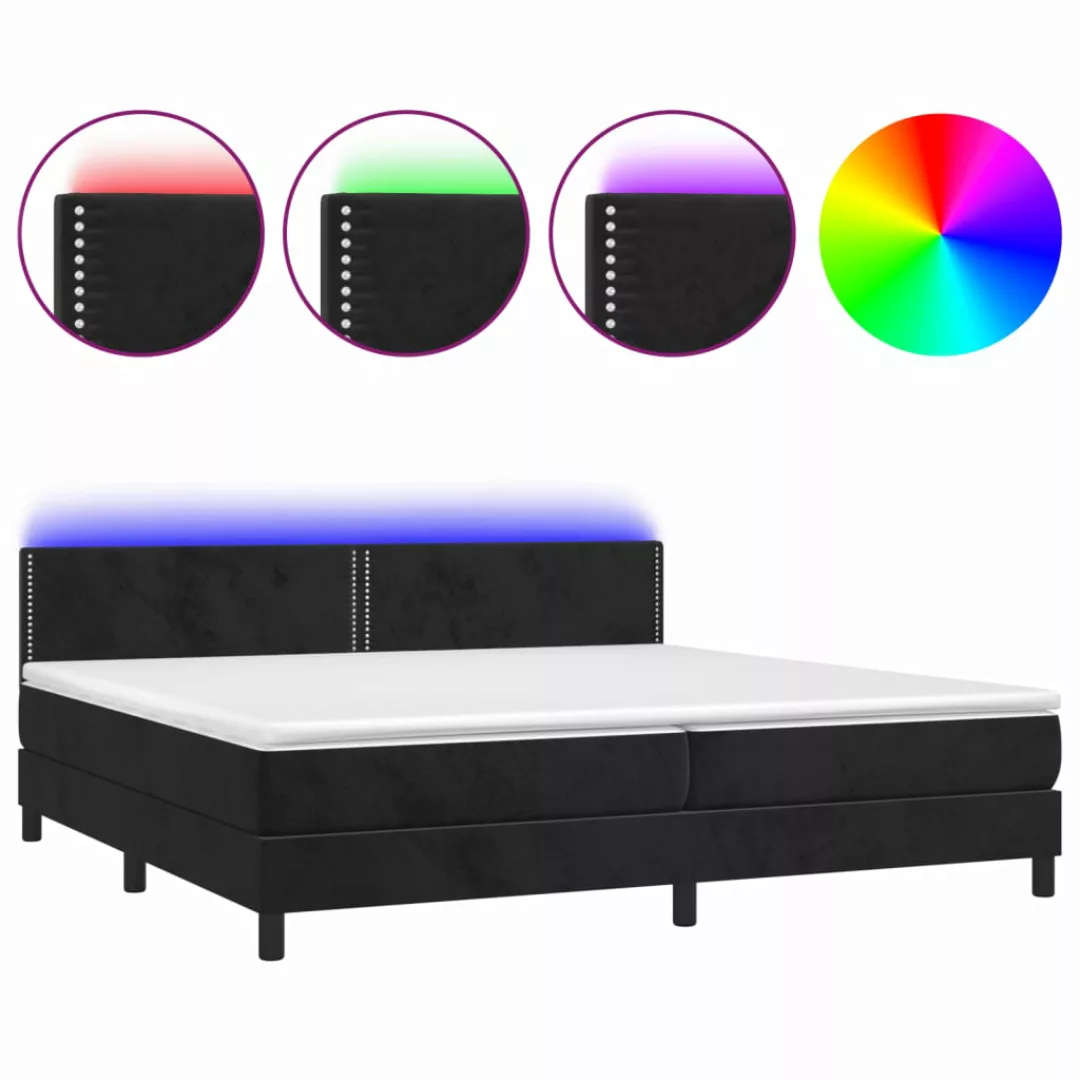 Vidaxl Boxspringbett Mit Matratze & Led Schwarz 200x200 Cm Samt günstig online kaufen