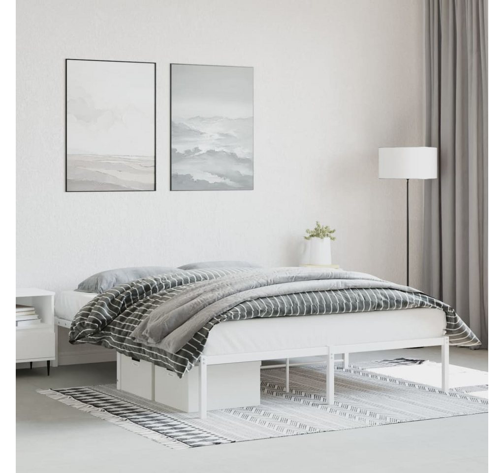 vidaXL Bettgestell Bettgestell Metall Weiß 160x200 cm Bett Bettgestell günstig online kaufen