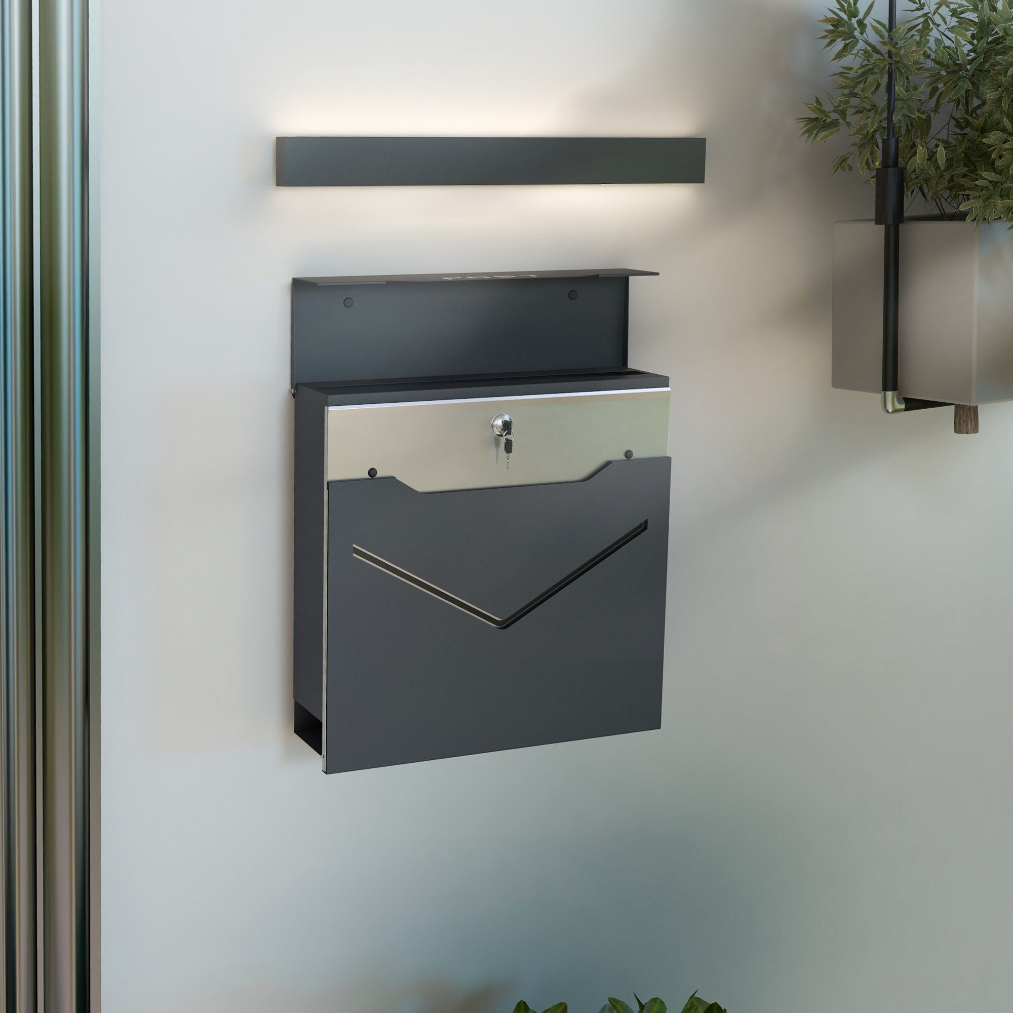 HOMCOM Briefkasten Wandbriefkasten Abschließbar, Postkasten aus günstig online kaufen