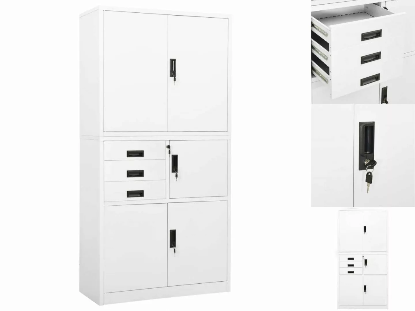 vidaXL Aktenschrank Büroschrank Weiß 90x40x180 cm Stahl günstig online kaufen