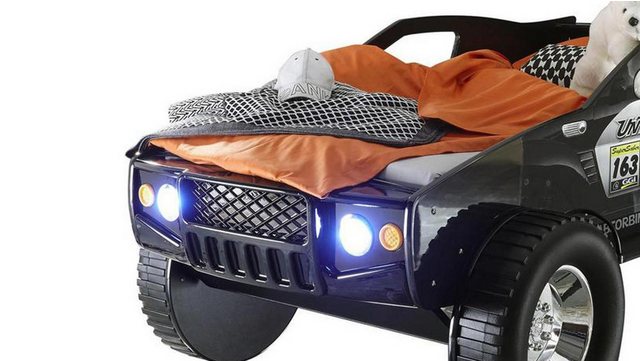 Begabino Autobett Autobett SUV mit LED Kinderbett Abenteuerbett schwarz 90x günstig online kaufen