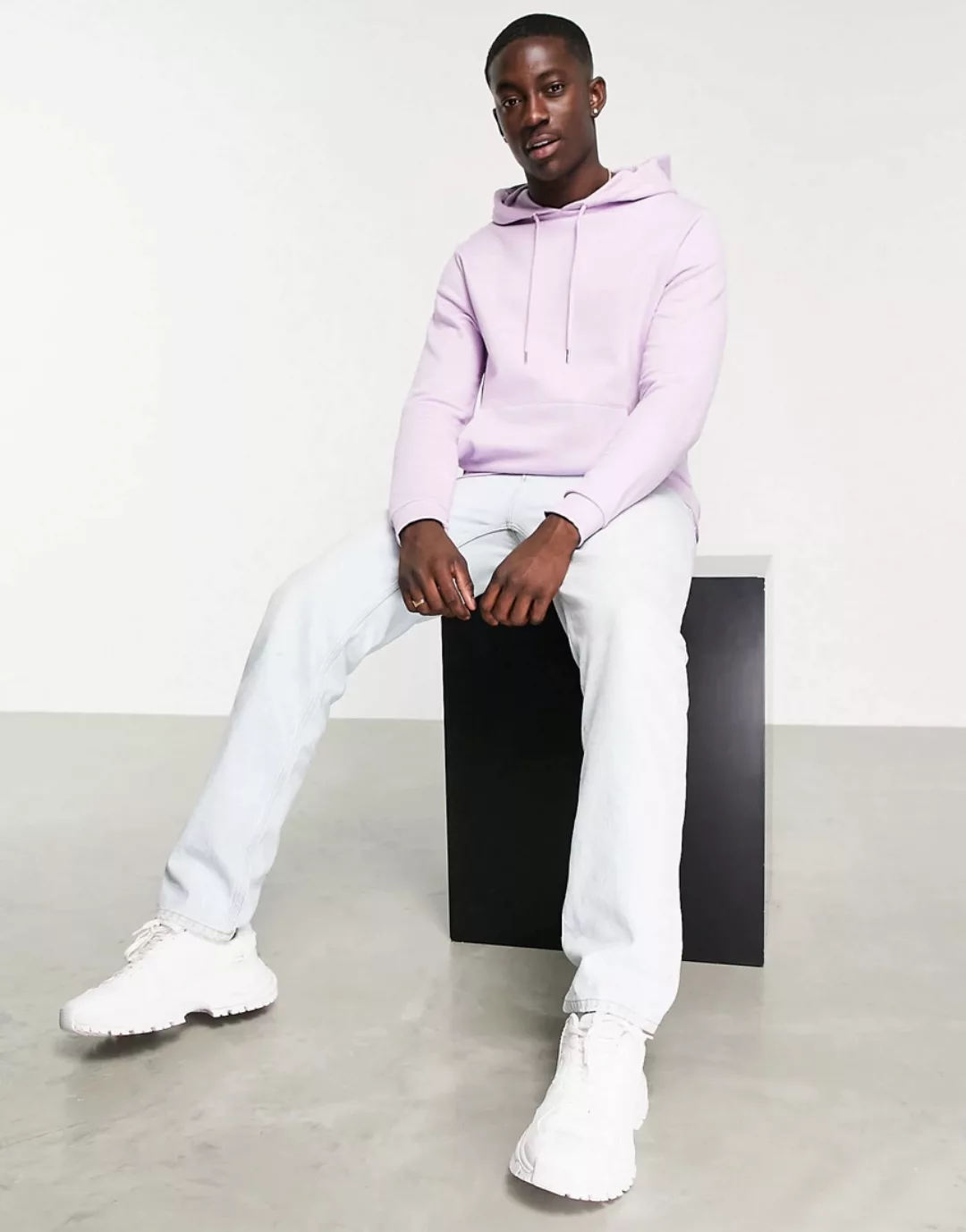 ASOS DESIGN – Kapuzenpullover aus Bio-Materialien in Pastell-Lila günstig online kaufen