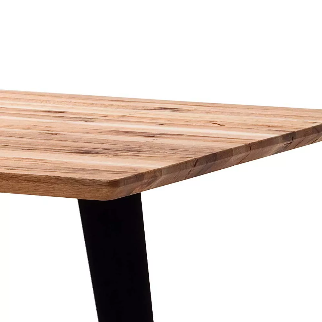 Esstisch aus Zerreiche Massivholz und Stahl modern günstig online kaufen