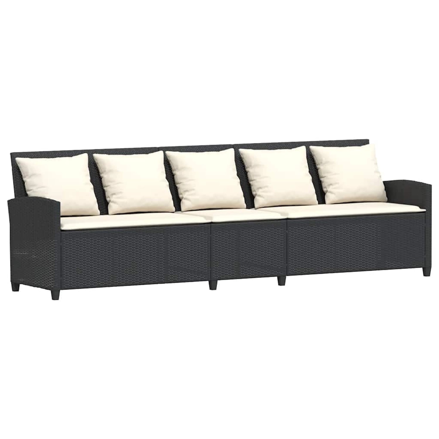 vidaXL Gartensofa 5-Sitzer mit Kissen Schwarz Poly Rattan 4104111 günstig online kaufen