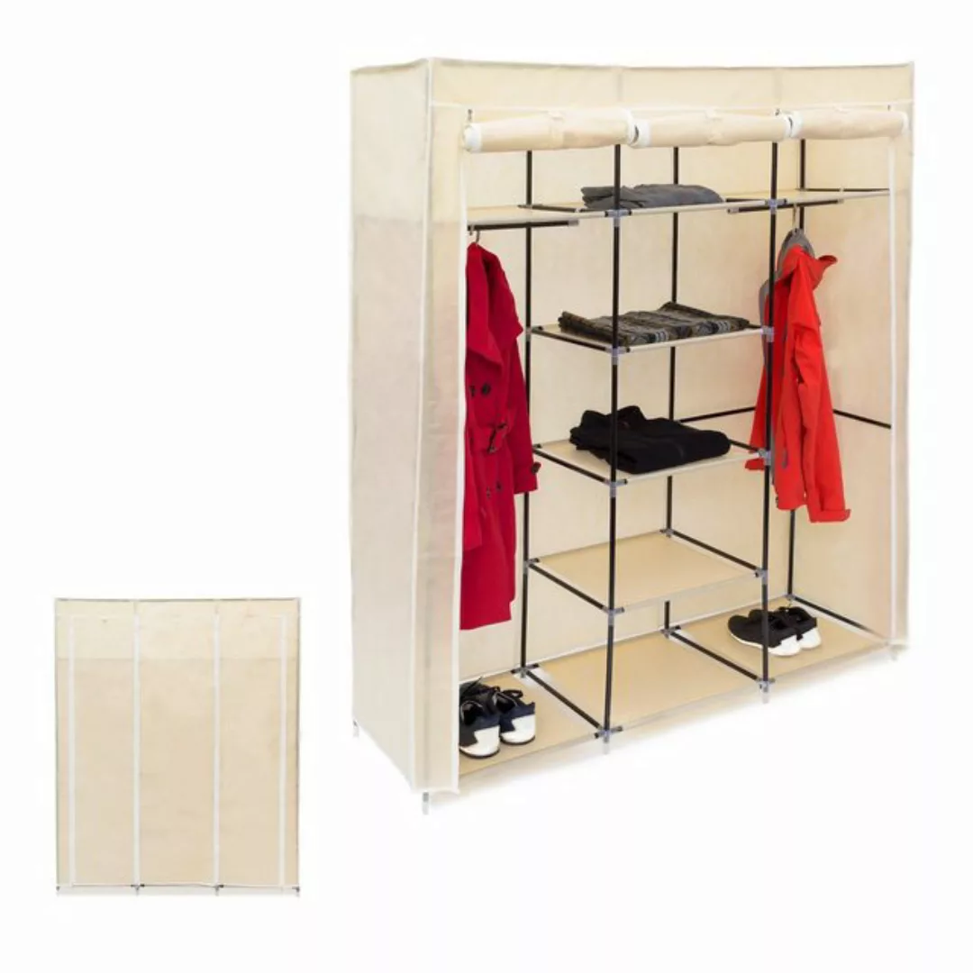 relaxdays Stoffschrank 2 x Stoffkleiderschrank 9 Böden beige günstig online kaufen