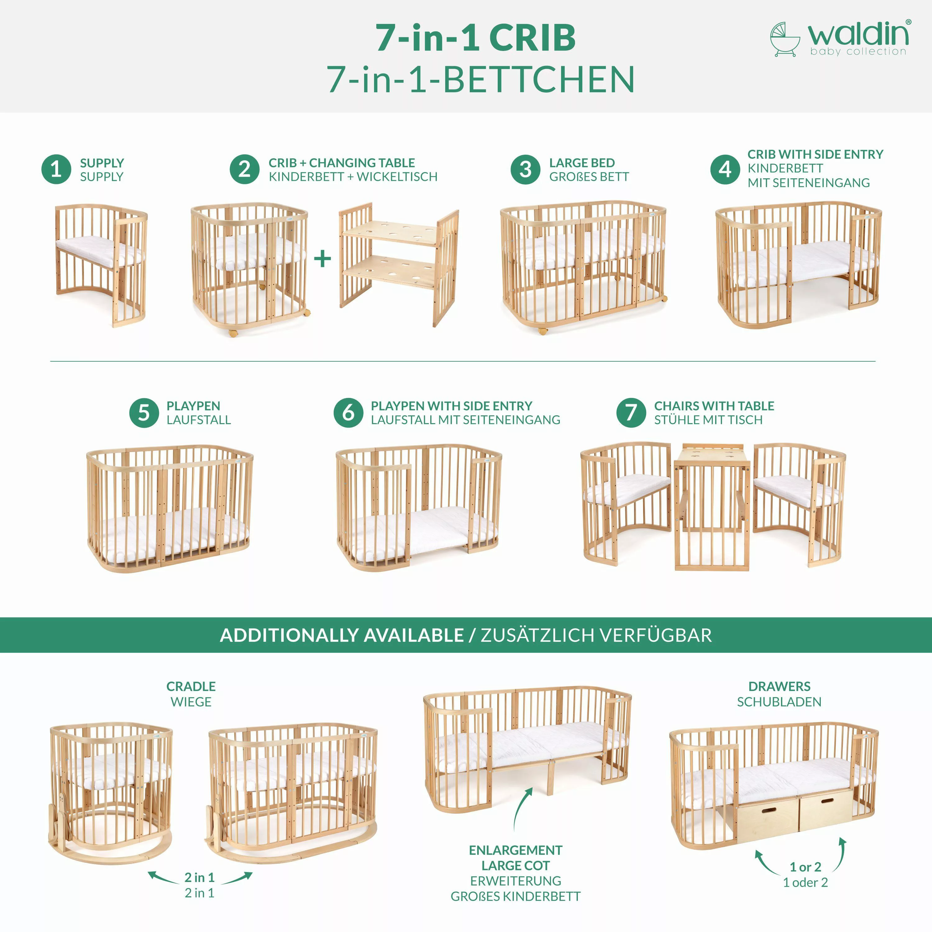 Waldin Babybett Mobiles Babybett aus Holz günstig online kaufen