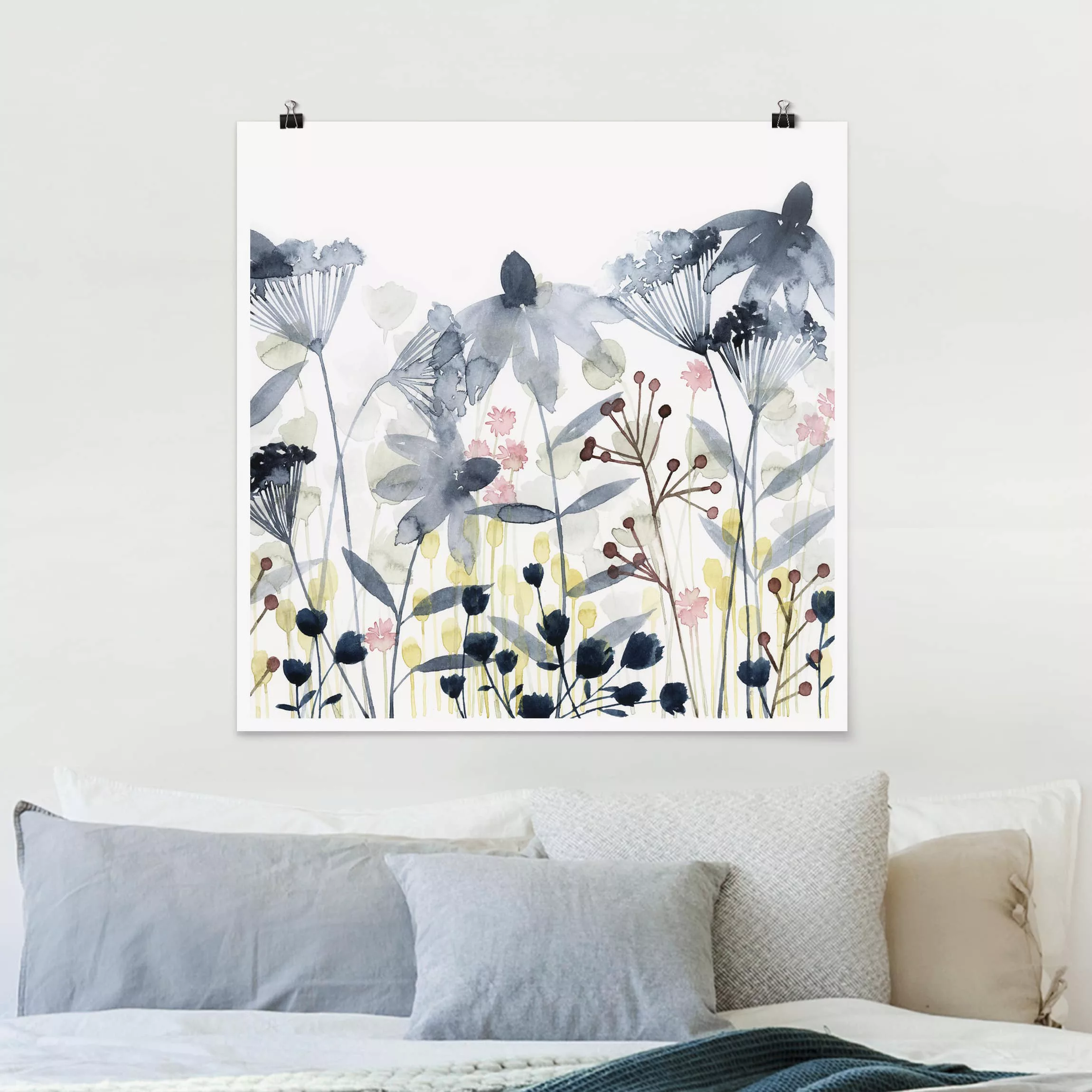 Poster Blumen - Quadrat Wildblumen Aquarell II günstig online kaufen