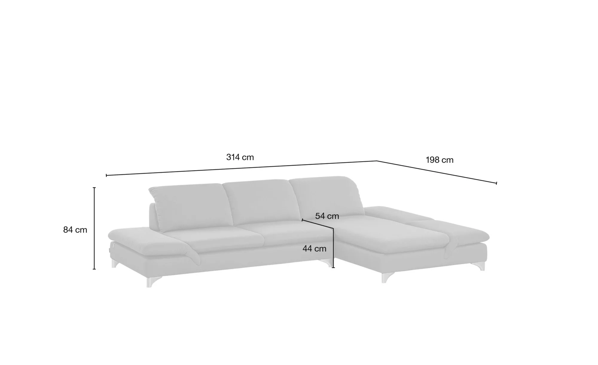 W.SCHILLIG Ecksofa  Saraa ¦ grau ¦ Maße (cm): B: 314 H: 84 T: 198 Polstermö günstig online kaufen