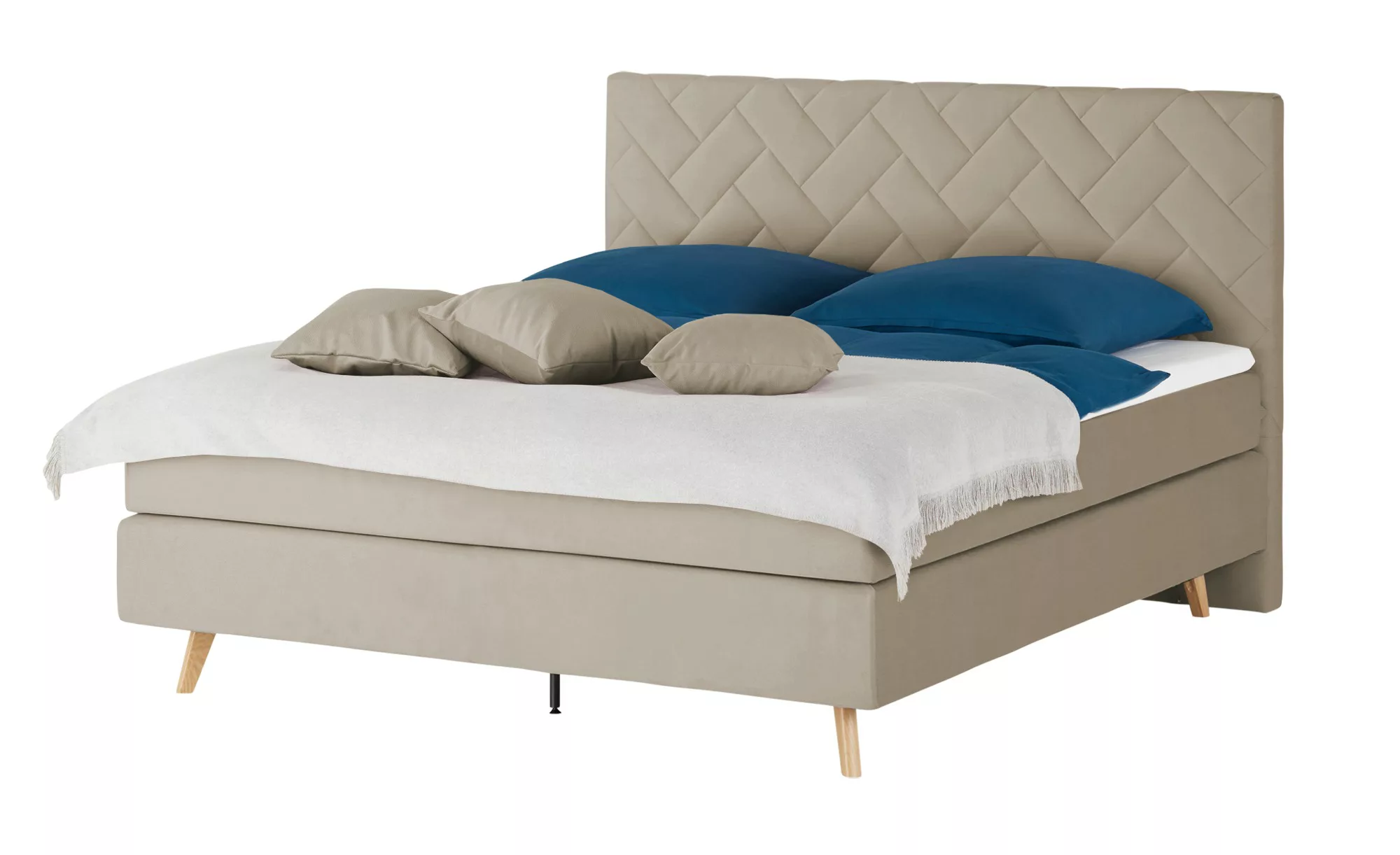 SKAGEN BEDS Boxspringbett  Weave ¦ beige ¦ Maße (cm): B: 160 H: 122 Betten günstig online kaufen