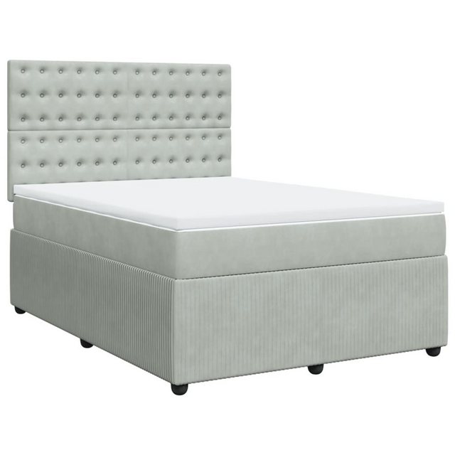 vidaXL Boxspringbett, Boxspringbett mit Matratze Hellgrau 140x190 cm Samt günstig online kaufen