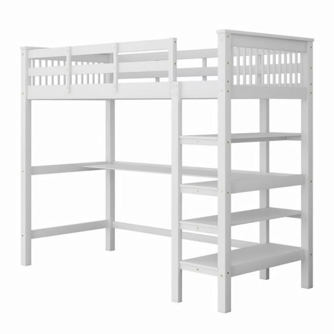 Odikalo Kinderbett 90/140x200 Hochbett mit Ablagefächer Unterbett Schreibti günstig online kaufen