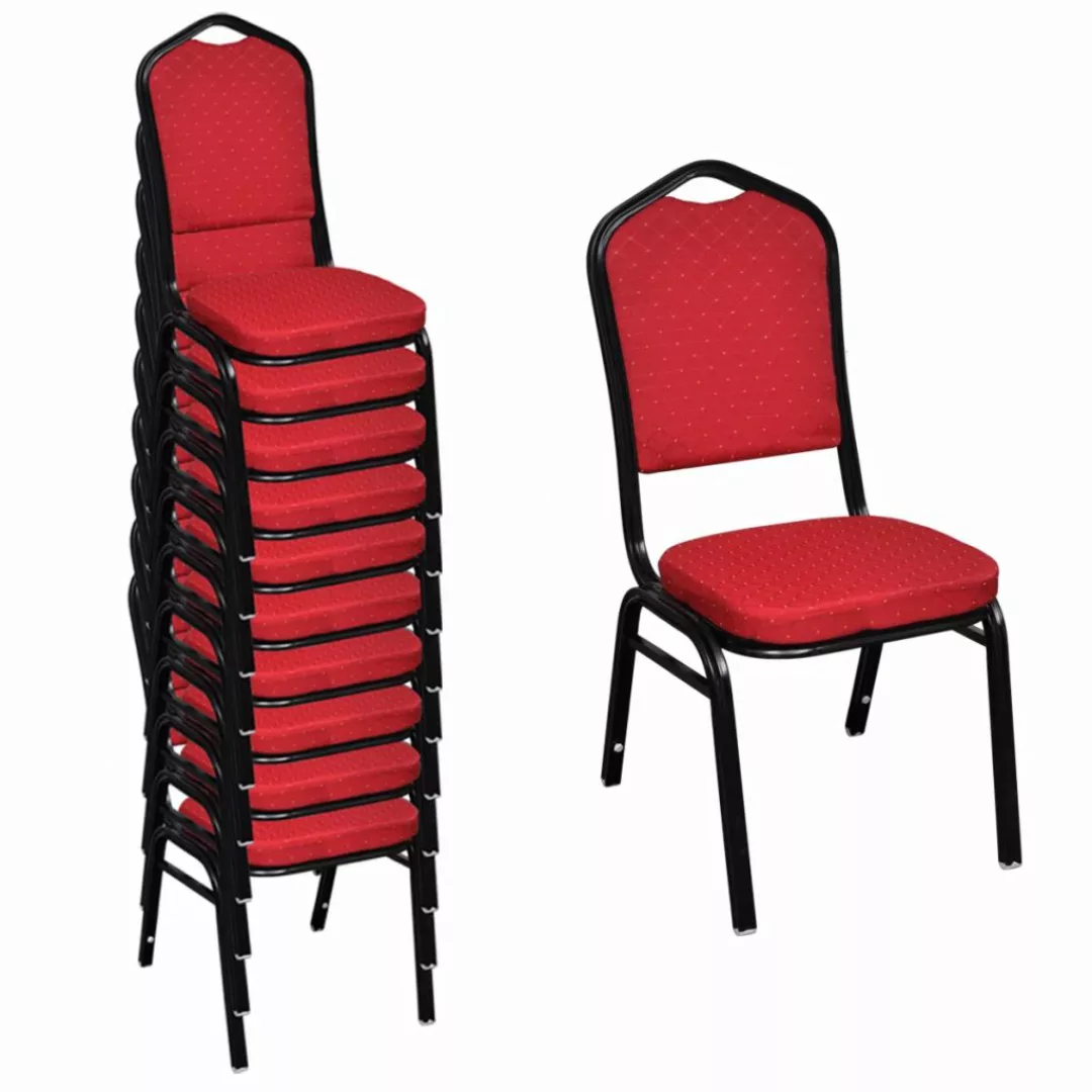 Esszimmerstühle 10 Stk. Stoff Rot günstig online kaufen