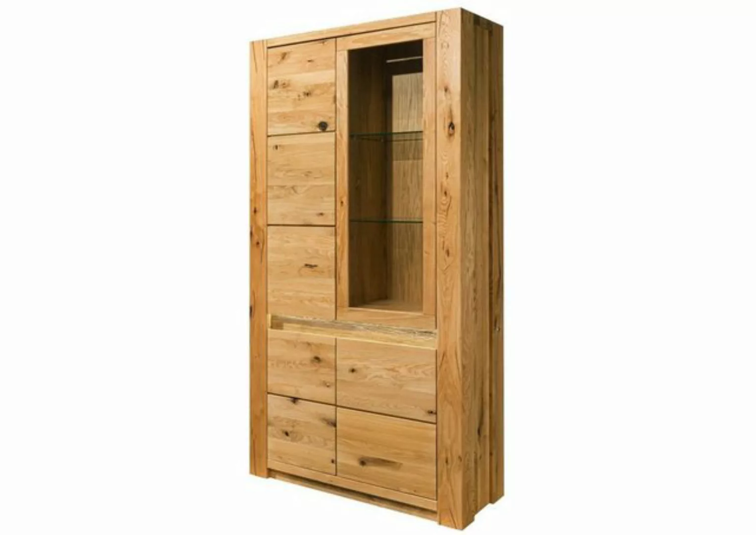 Massivmoebel24 Standvitrine (Vitrine Wildeiche 113x40x205 natur geölt KENT günstig online kaufen