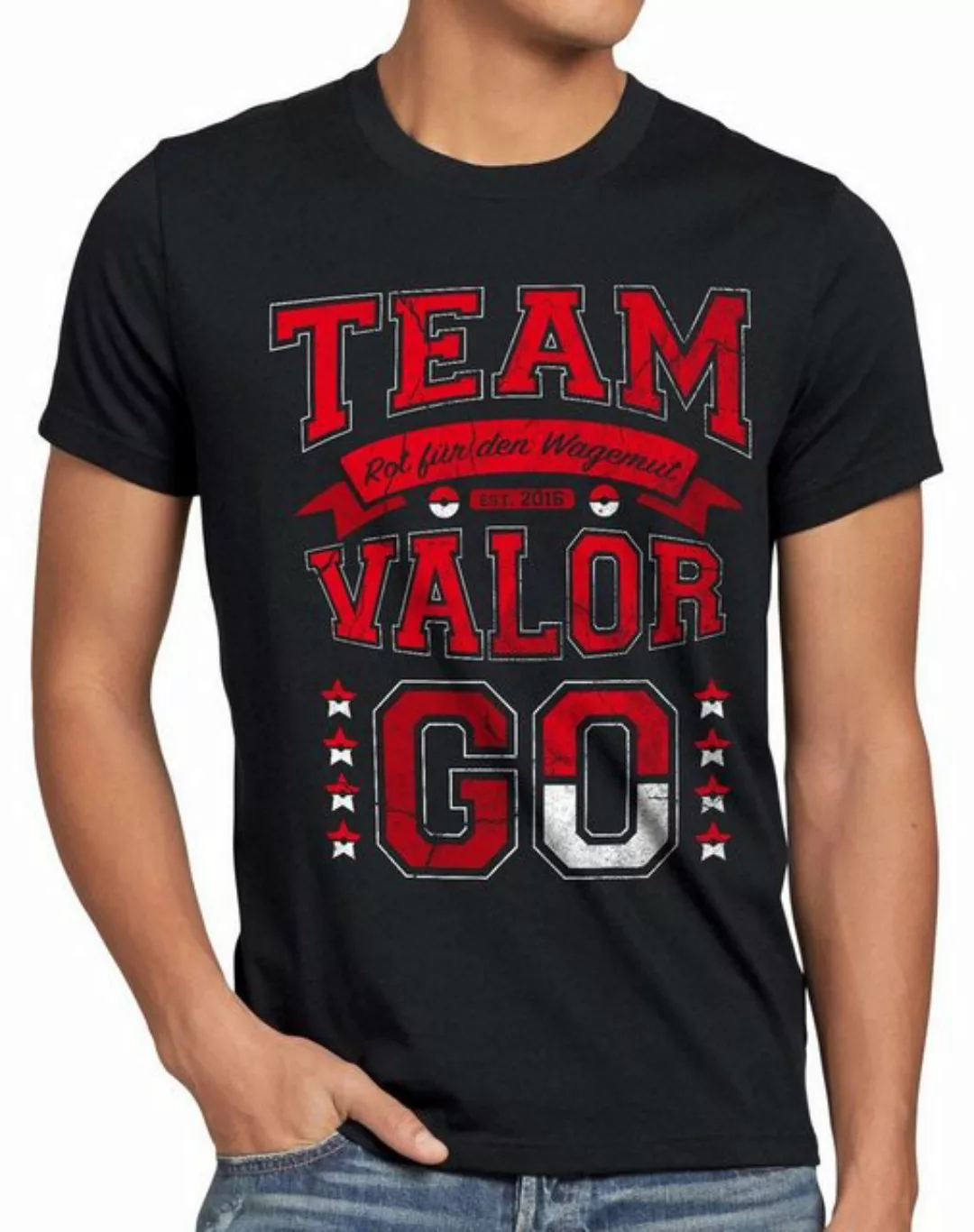 style3 Print-Shirt Herren T-Shirt Team Rot Mystic Wagemut poke go catch em günstig online kaufen