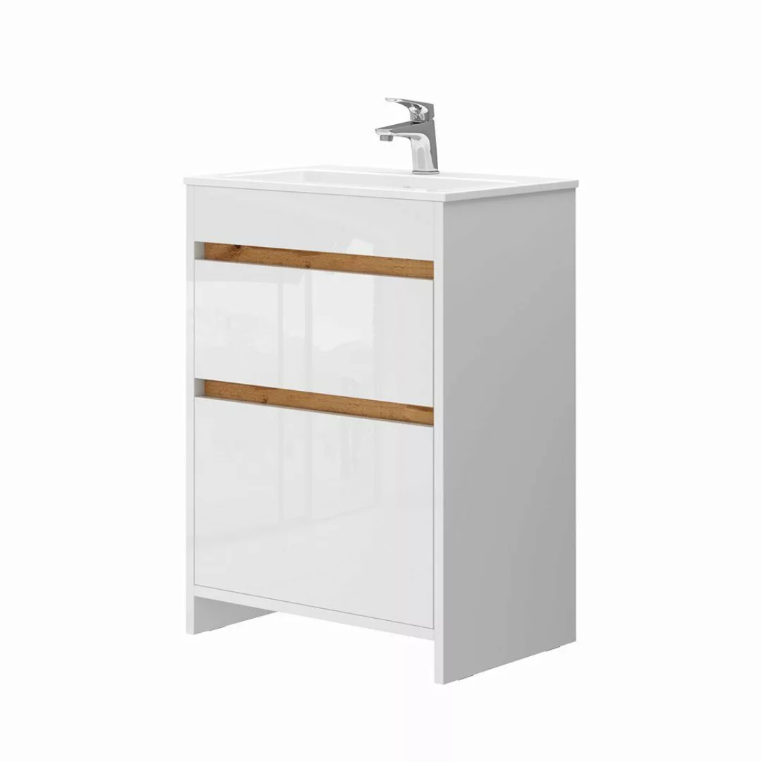 Vicco Badmöbel-Set Detmold, Weiß, 2 Teile, günstig online kaufen