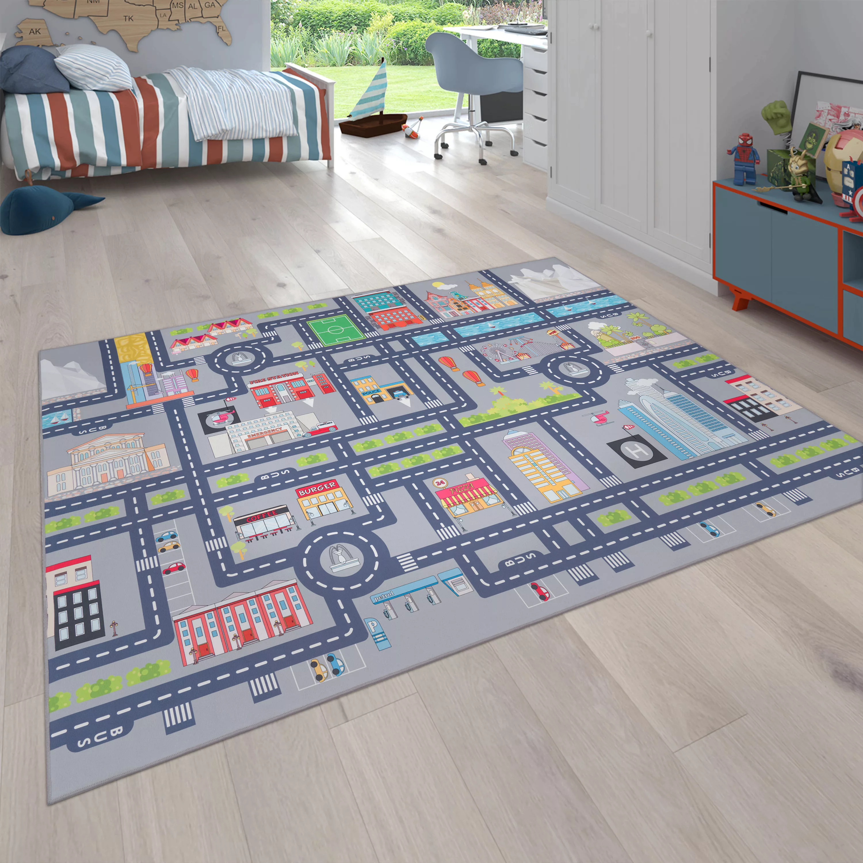 Paco Home Kinderteppich »Bino 575«, rechteckig, Kurzflor, Straßen-Spiel-Tep günstig online kaufen