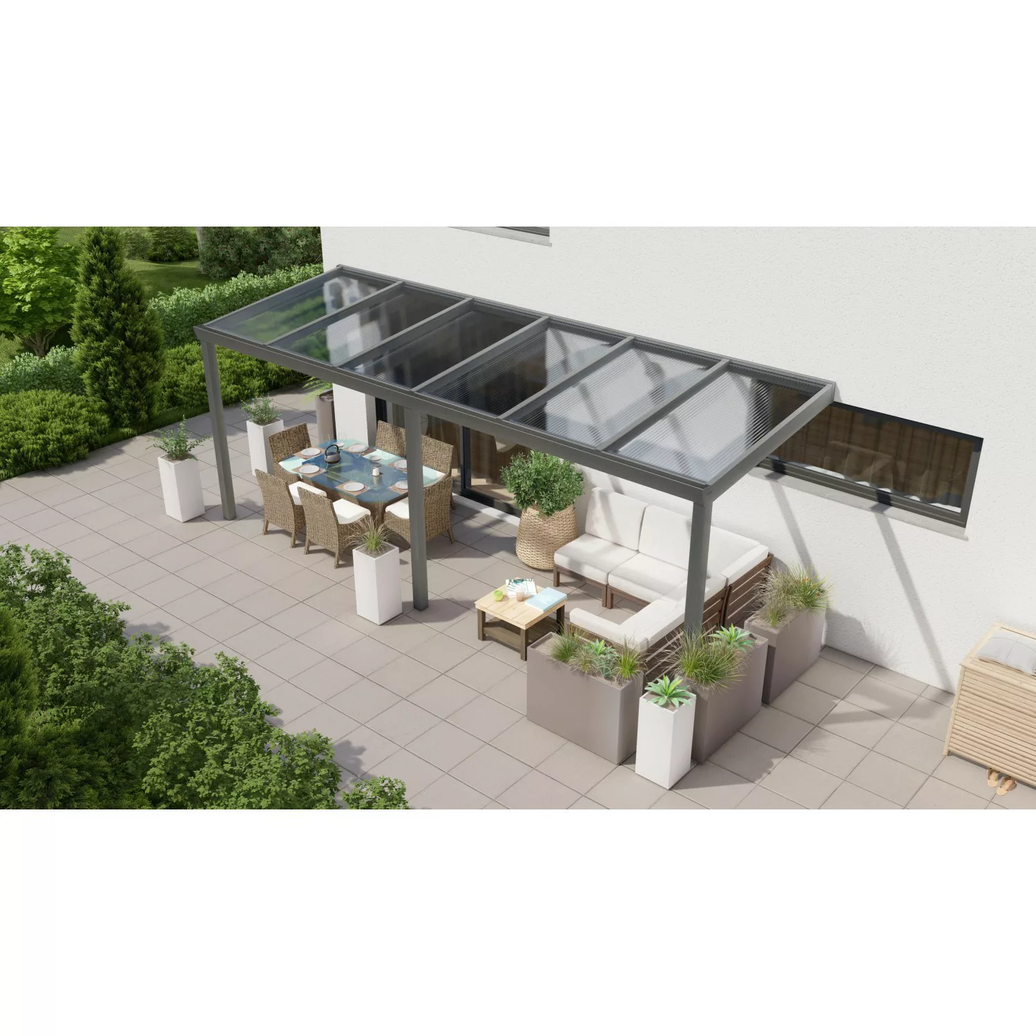 Terrassenüberdachung Professional 600 cm x 300 cm Anthrazit Struktur PC Kla günstig online kaufen