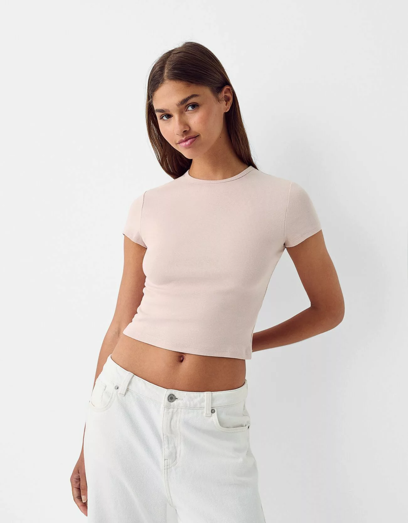 Bershka T-Shirt Rundausschnitt Damen 10-12 Rosa günstig online kaufen