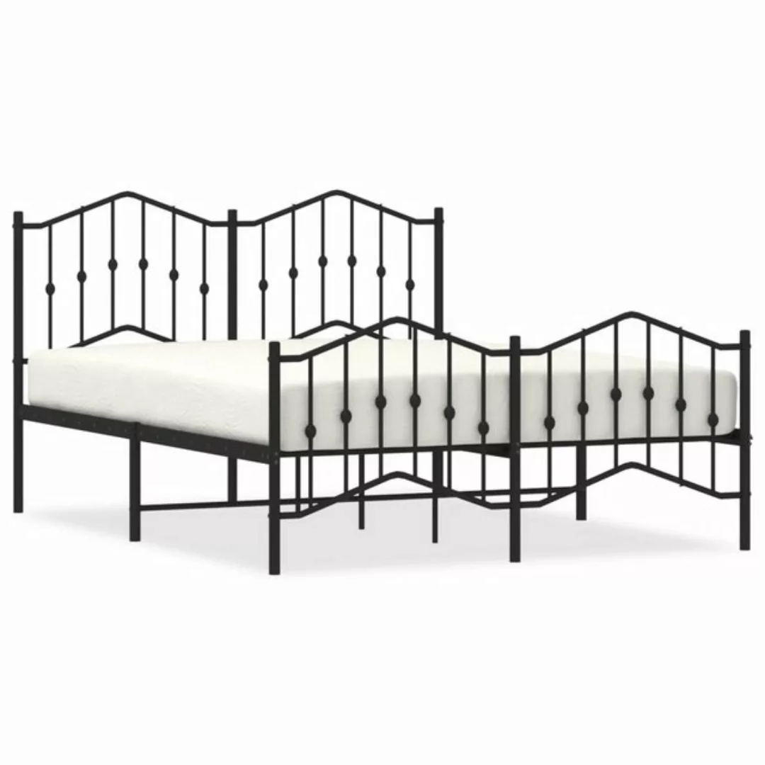 furnicato Bettgestell mit Kopf- und Fußteil Metall Schwarz 140x190 cm (1-tl günstig online kaufen