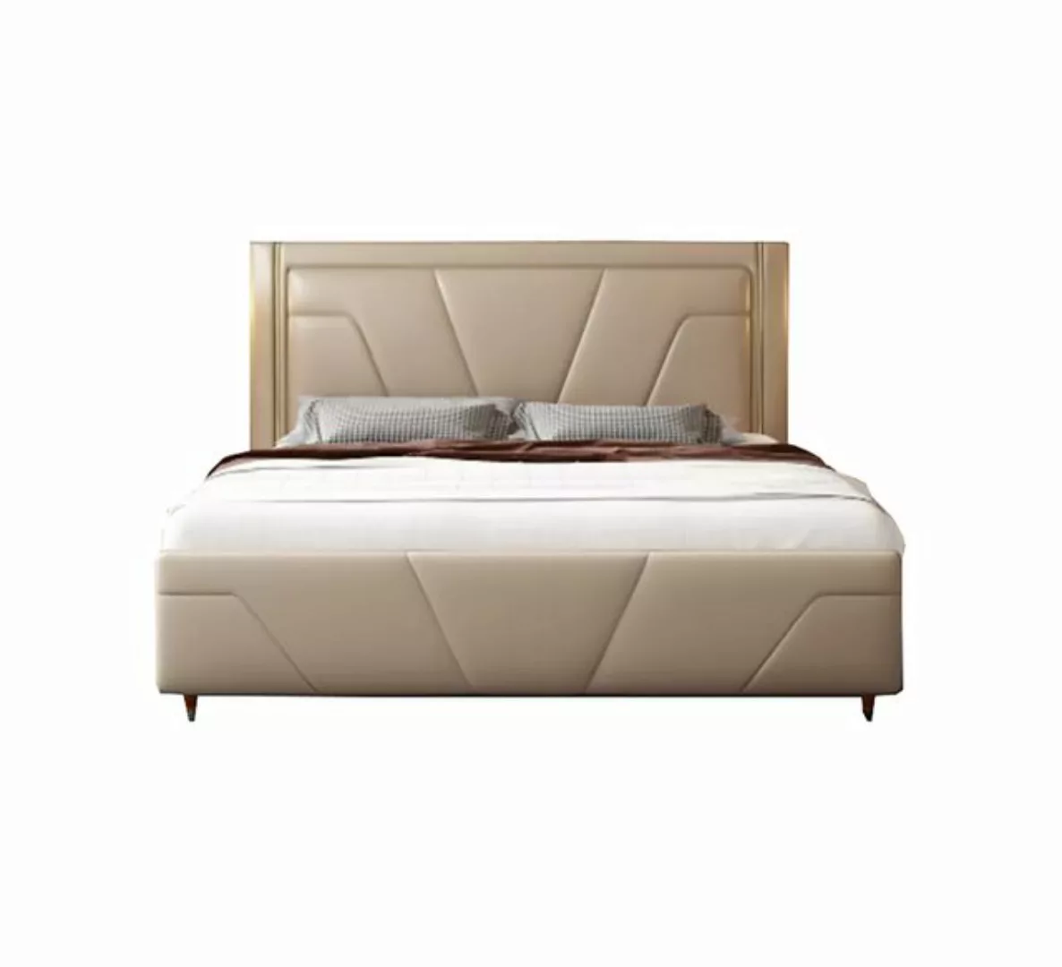 JVmoebel Bett Schlafzimmer Bett Polster Design Möbel Luxus Doppel Beige Bet günstig online kaufen