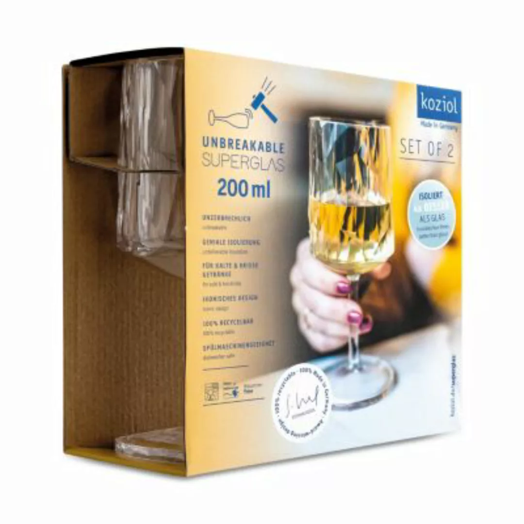 koziol CLUB No. 9 Superglas 200ml, 2er-Set Trinkgläser transparent günstig online kaufen