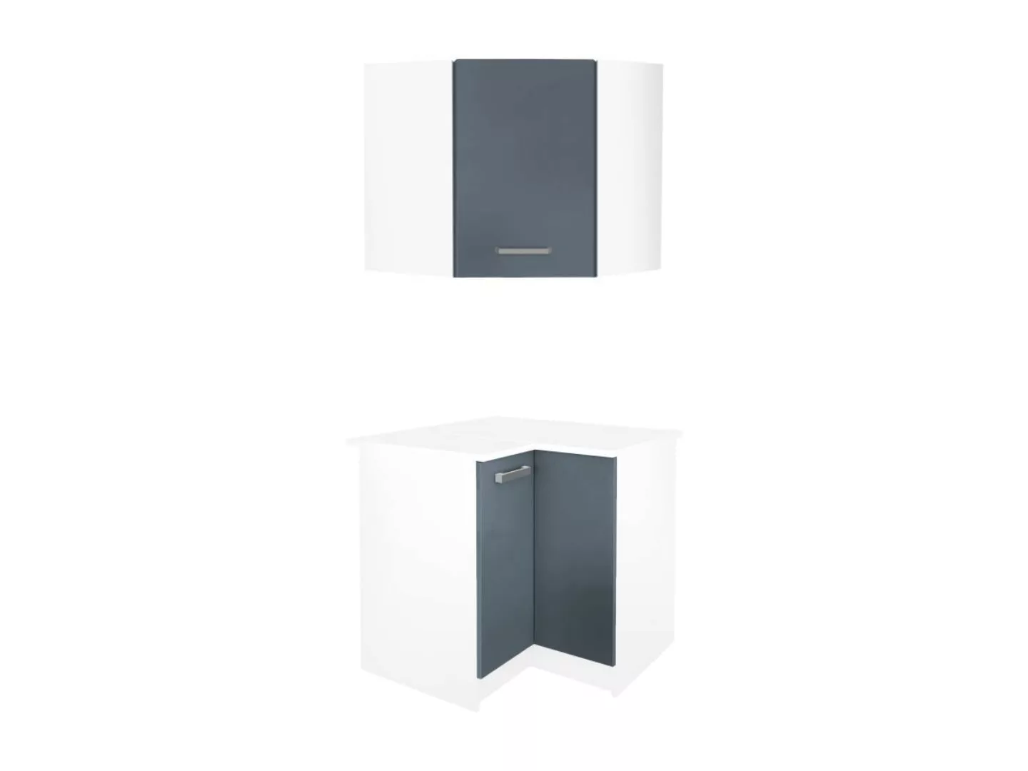 Kücheneckschränke - 1 Unterschrank & 1 Oberschrank - 2 Türen - Grau & Weiß günstig online kaufen